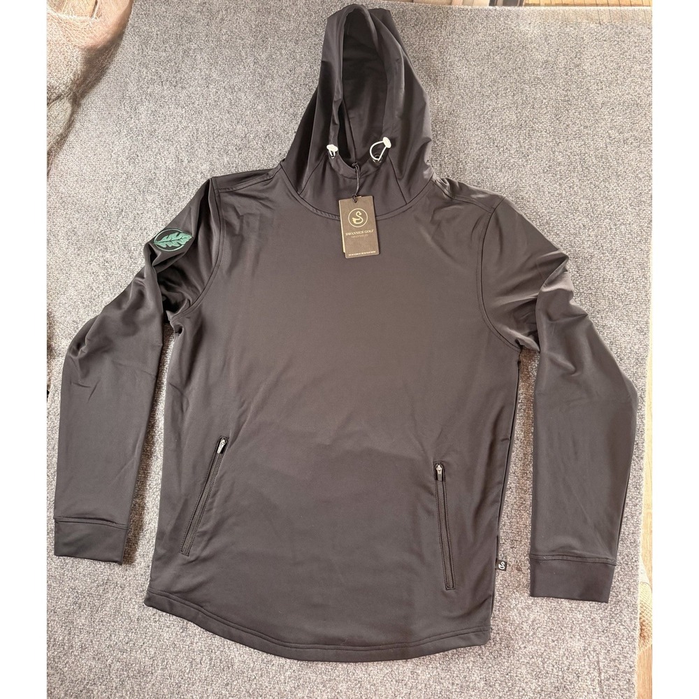 NWT Swannies Golf Hoodie Men's Large Black Performance Pullover Sweatshirt